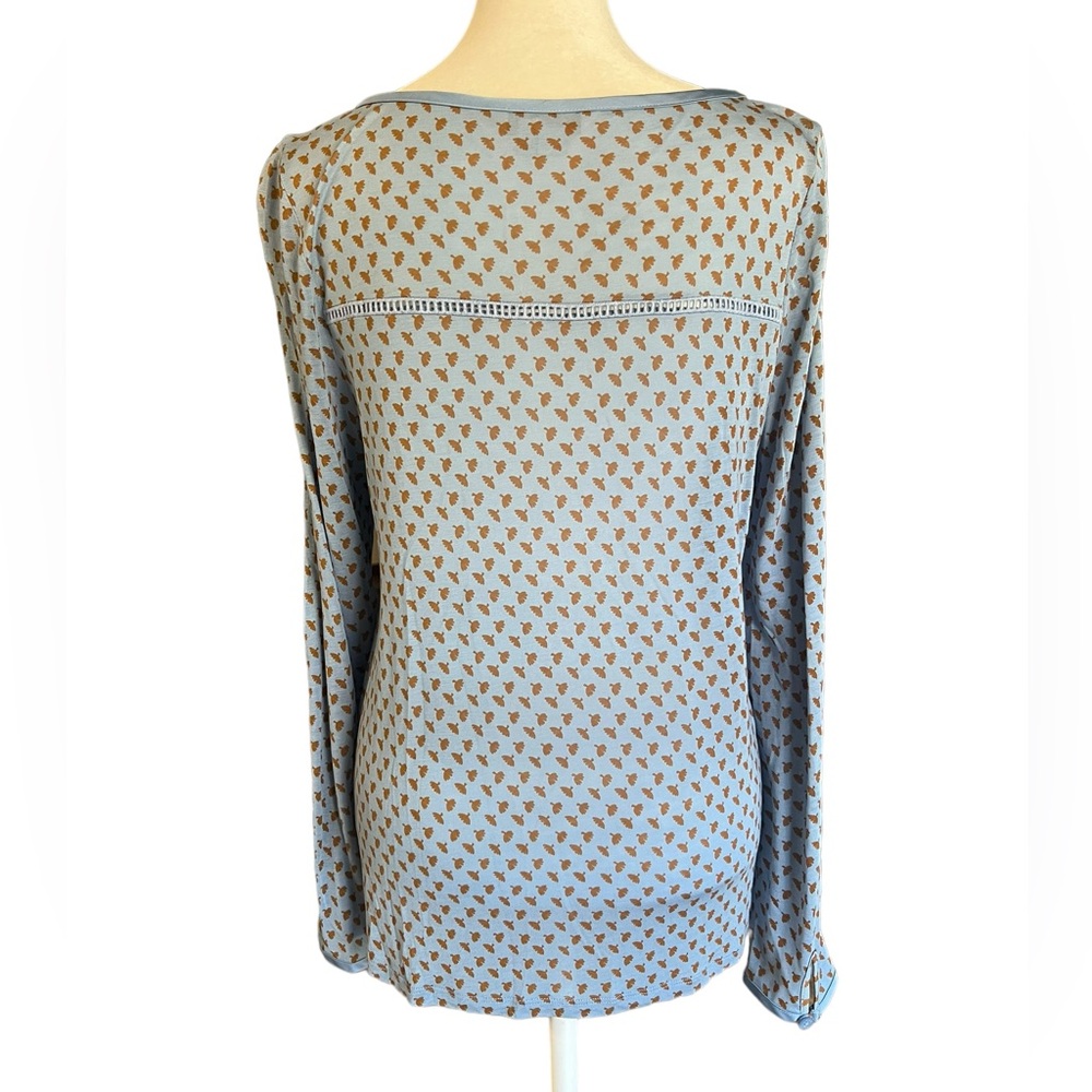 BODEN Blue & Brown “Claudia” Ladder Stitch Floral Print Top Blouse Size 4 - Picture 5 of 9